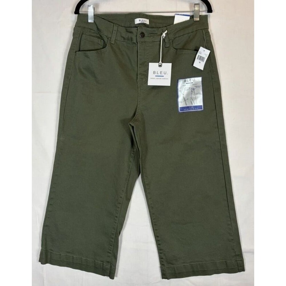 Bleu Perfect Fit Stretch Denim Capri Pants Olive Green Women’s Size 14